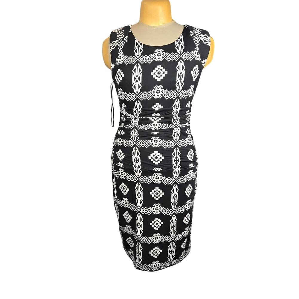 INC International Concepts Womens Large Midi Dress Stretch Ruched Aztec‎ Artsy